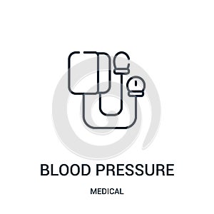 blood pressure icon vector from medical collection. Thin line blood pressure outline icon vector illustration