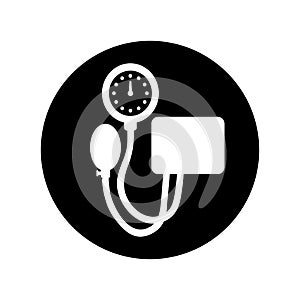 Blood Pressure Kit icon, black vector graphics