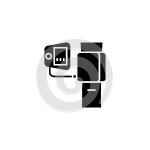 Blood-pressure measurement black icon concept. Blood-pressure measurement flat vector symbol, sign, illustration.