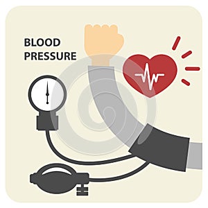Blood pressure measurement - hand and sphygmomanometer photo