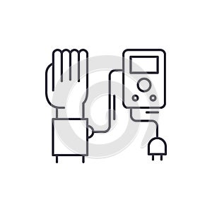 Blood pressure measurement line icon concept. Blood pressure measurement vector linear illustration, symbol, sign