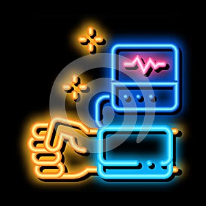 blood pressure measurement neon glow icon illustration