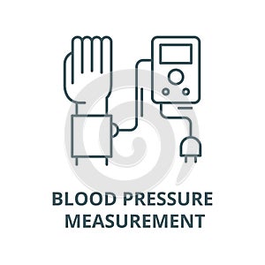 Blood pressure measurement vector line icon, linear concept, outline sign, symbol