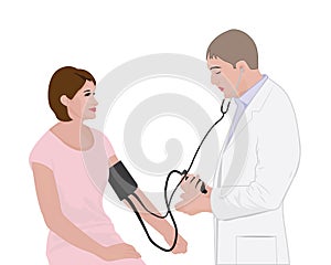 Blood pressure measuring  cardio exam  visit to a doctor