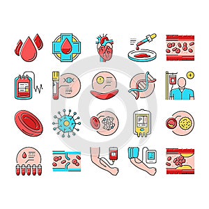 Blood Pressure Measuring Gadget Icons Set Vector