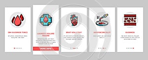 Blood Pressure Measuring Gadget Onboarding Icons Set Vector