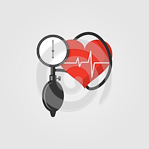 Blood pressure measuring icon in flat design style