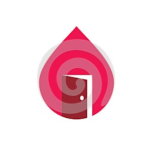 Blood room logo icon design template, blood drp and door symbol - Vector photo