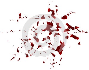 Blood spatter, realistic texture isolated on white background. Vector