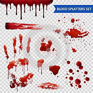 Blood Spatters Realistic Samples Transparent Set