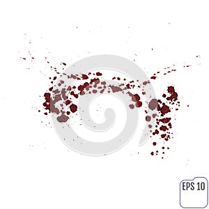 Blood splatter or stain splashed with red ink isolated on white