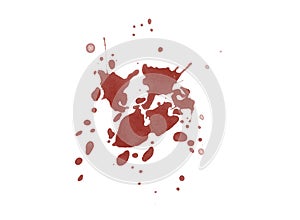 blood splatter stain on white background