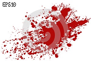 Blood splatter, vector illustration. Red splash on white background. photo