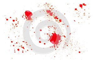 Blood splatters isolated on white. Clipping path. Set photo