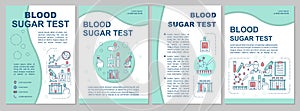 Blood sugar test brochure template layout. Flyer, booklet, leaflet print design, linear illustrations. Glucose level