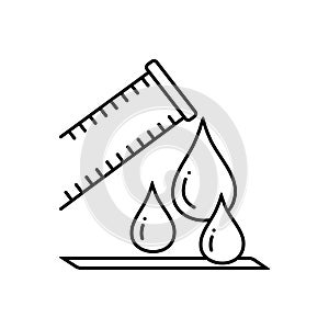 Black line icon for Blood test, lab and drop