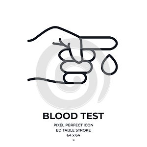 Blood test concept editable stroke outline icon isolated on white background flat vector illustration. Pixel perfect. 64 x 64