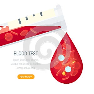 Blood test concept, vector design in flat style