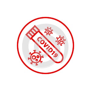 Blood test tube covid 19 flat icon, vector color illustration