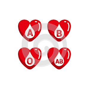 Blood type or blood group vector illustration isolated on heart shape