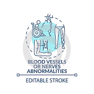 Blood vessels and nerves abnormalities concept icon