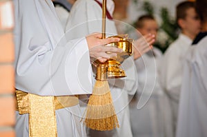 Blood, wine and holy water. Mass in the Church