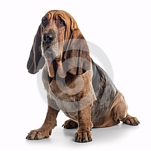 Bloodhound breed dog isolated on a clean white background