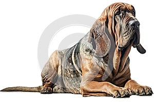 bloodhound dog isolated on white background. Generated by AI