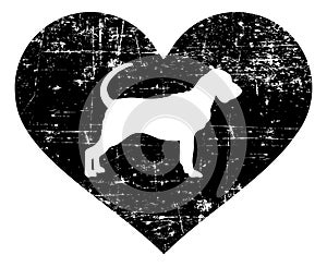 Bloodhound in heart black and white photo