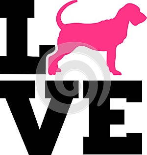 Bloodhound love word with silhouette photo
