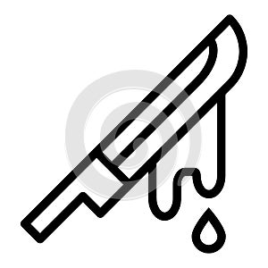 Bloodied knife line icon. Crime vector illustration isolated on white. Bloodied blade outline style design, designed for