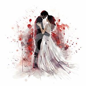 The Bloodstained Bride And Groom: A Romantic Drama In Drippy Paint Splatters