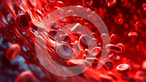 Bloodstream, countless red blood cells glide through the plasma, Generative AI