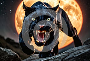 Bloodthirsty black puma. Generative AI