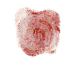 Bloody fingerprint on a white background