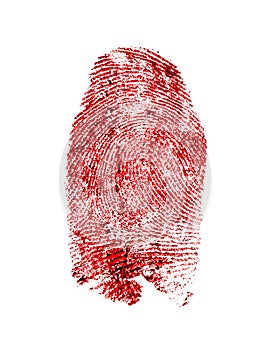 Bloody fingerprint on white background