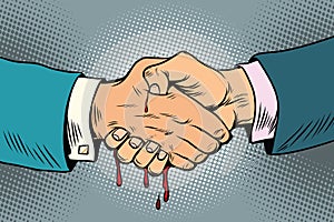 Bloody handshake, underhanded business transaction