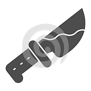 Bloody knife solid icon, halloween concept, killer blade sign on white background, weapons with blood icon in glyph