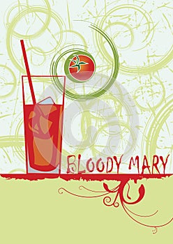 Bloody mary. Abstract vertical cocktail banner