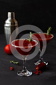 Bloody Mary cocktail. Alcoholic drink with vodka