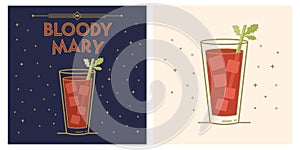 Bloody Mary - cocktail art deco illustration icon