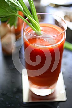 Bloody mary cocktail in glass