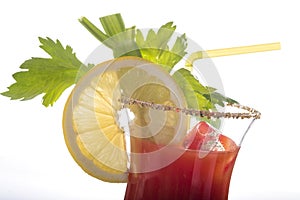 Bloody Mary cocktail isolated on a white background