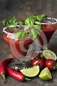 Bloody Mary cocktail for party, selective focus