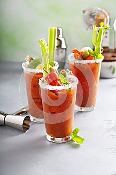 Bloody mary cocktails for brunch