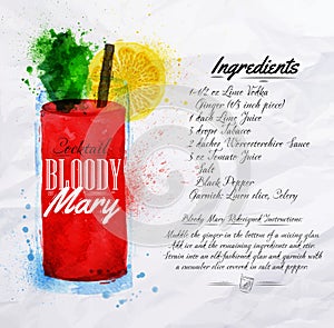 Bloody mary cocktails watercolor