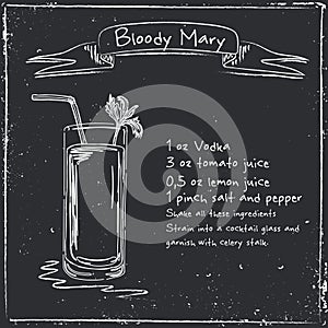 Bloody Mary. Hand drawn illustration of cocktail.