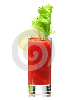 Bloody mary with lemon wedge photo