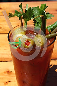 Bloody Mary with Vodka, Olives and Celery