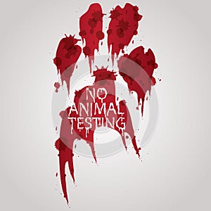 bloody paw with text. Vector illustration decorative design